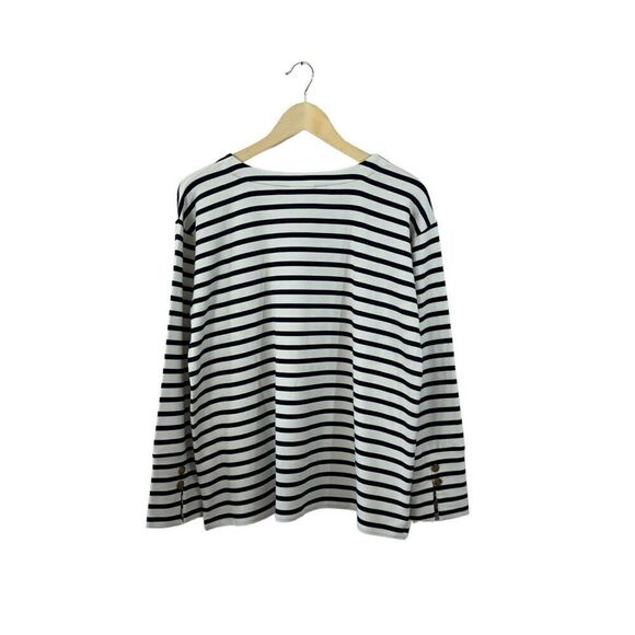 J Jill Medium Top Striped Pullover Black & White Long Sleeve Womens - Picture 3 of 16